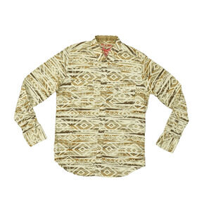 PLATINI Men's M Medium Western Aztec Geometric Long Sleeve Button Down Shirt